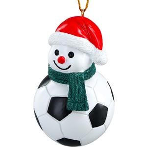 PETCEE Snowman Christmas Ornaments 2025 - Soccer Snowman Ornaments for Christmas Tree Decorations Resin Santa Hat Snow Man Hanging Ornament Keepsake Gifts for Kids Daughter Family Friends Mom Grandma