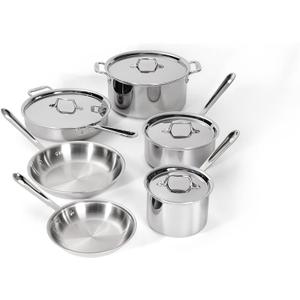 All-Clad D3 Stainless Steel 10 Piece Cookware Set- Made in USA- Includes Frying Pans, Saucepan, Sautpan, Stockpot - Professional Grade -Oven Safe & Induction Compatible