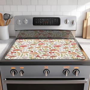 Stove Top Cover for Electric Stove,Mushrooms Plants Extra Thick Rubber Stovetop Protector Mat, Heat Resistant Glass Cooktop Oven Cover 28.5'' x 20.5''