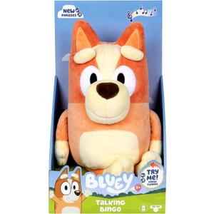 Bluey Sound Effects Talking Bingo Plush Toy, 13 Soft Bingo Toy, Interactive Stuffed Animal with 9 Different Phrases, Musical Toys for Kids