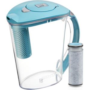 Brita Large Water Filter Pitcher for Tap and Drinking Water with 1 Stream Filter, Lasts 2 Months, 10-Cup Capacity, BPA Free, Lake Blue