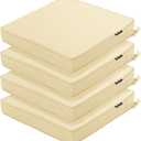4 Pack Outdoor Chair Cushions 19 x 19 Inch Waterproof Patio Chair Cushions with Tie 5 Year Color Fastness Thick Outdoor Seat Cushion for Garden Lawn Patio Furniture Beige