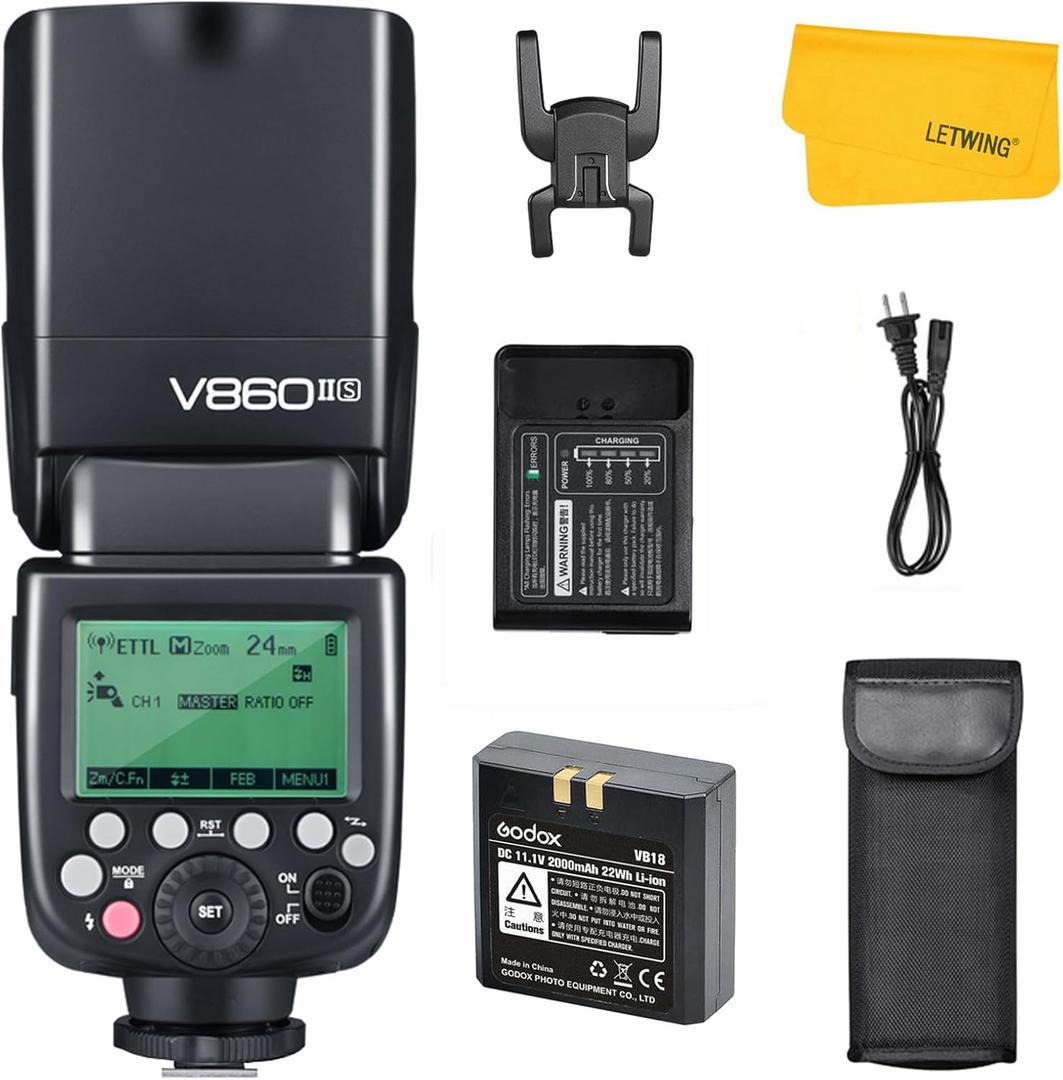 Godox V860II-S TTL Flash for Sony, GN60 2.4G Wireless Speedlight HSS 1/8000s External Speedlite for Sony, 2000mAh Rechargable Li-ion Battery, 650 Full Power Flashes, 1.5s Recycle Time