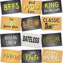 12 Pcs/24 Design Black Gold Prom Photo Booth Props Graduation Prom Night Backdrop Background Decor Double Sided for 80s Party Decor Dance 2026 Grad Party Supply Send Off PVC Congrat Grad Photo Booth