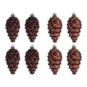 Sliner 8 Pcs Christmas Pinecone Ornament Glass Pinecone Bulk for Christmas Tree 3 Sizes Glass Ornament Fall Hanging Pine Cone Pendants for Winter Xmas Fall DIY Craft Decor (Golden Brown)