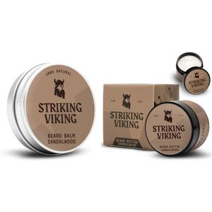 Striking Viking Beard Balm 2oz & Beard Butter 4oz Sandalwood Scent - Keep you Beard Hydrated and Refreshing