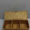 Seagrass Storage Basket for Bathroom - Toilet Tank with Lid, Wicker Woven Narrow Basket for Organizing (13" x 5" x 4.3")