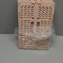 Domiella 2-Pack Crates for Storage, Storage Crates Plastic Stackable, Foldable Crate for Office Home Kitchen Bedroom Bathroom (Small, Pink)