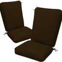 2 Pack Adirondack Chair Cushions, Waterproof & Fade-Resistant Outdoor Rocking Chair Cushion Set, Removable Seat Pads with Ties for High Back Dining or Patio Chairs, Brown