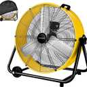 24 Inch High Velocity Heavy Duty Industrial Fan with 3-Speed Adjustment Up to 8100 CFM, Large Fan Floor For Factory Storehouse Workshop Garage Gym Patio with Fans Cover. Yellow
