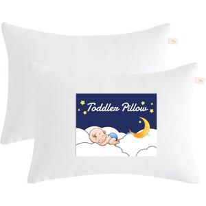 NTBAY Toddler Pillows, Down Alternative 13"x18" Pillows, Machine Washable - Soft and Breathable Travel Small Pillows for Sleeping, Ideal for Daycare, Crib, Cot, White