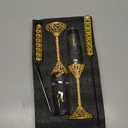 Sratte 4 Pcs Wedding Cake Knife and Champagne Flutes Server Set, Toasting Crystal Rhinestone Champagne Flutes Glasses Cake Knife Pie Server Wedding Gifts for Couple Bride Groom(Gold)