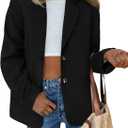 PRETTYGARDEN Blazers for Women Business Casual Fall Dressy Oversized Faux Suede Suit Jackets Work Office Teacher Clothes (Small, Black)