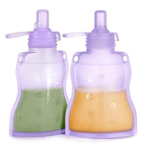 Haakaa Yummy Pouch Reusable Baby Food Pouch, Reusable Pouches for Toddlers Kids Squeezable Pouch,Washable Freezer-Make Homemade Organic Food for Babies/Toddlers, 4oz, 2 Pack,6m+(Lavender)
