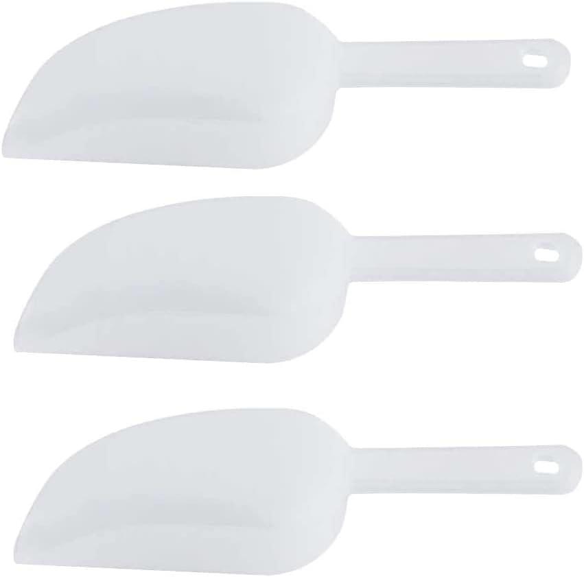 3pcs Plastic Clear Ice Tray Shovel Measuring Scoops Small Grains Shovel for Party Dessert Buffet Weddings Rice Beans Sugar Flour Candy Dessert Scoops