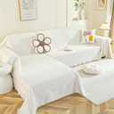 Royhom Sectional Couch Covers 2 Pieces, L Shaped Couch Cover Blanket, Chenille Sofa Covers Washable, Sofa Slipcover with Tassel, Suitable for All Seasons (71"x102"+71"x118", Beige White) (Chaise+2 or 3 Cushion)