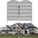 10 Panels Decorative Garden Fence with Lock, 48in (H) x 24ft (L) No Dig Dog Animal Barrier for Outdoor Yard, Rustproof Ground Stakes Metal Fencing for Yard, Patio, Flower Bed