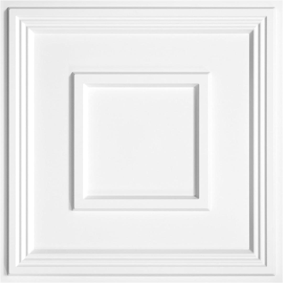 STICKGOO PVC Ceiling Tiles, 2'x2' Glue Up Ceiling Panel White to Prevent Breakage Cover 48 Sq. Ft, Pack of 12 Tiles