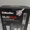 Mueller Multistick 5-in-1 Immersion Blender Handheld, 12 Speed Hand Mixer - Turbo Boost, Heaviest Duty Copper Motor, Titanium Blades Hand Blender, Milk Frother Wand, Whisk, Beaker, Chopper, (Gray)