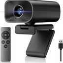 Webcam with 5W Speaker and Microphones for PC,Computer USB Camera 5X Digital Zoom ePTZ 1080P Webcam with Privacy Cover &Remote for Conference, Laptop, Desktop,Mac, Streaming, Gaming