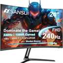 SANSUI 24 Inch Curved 240Hz Gaming Monitor FHD 1080P, 1500R Curve Computer Monitor, 124%sRGB, 3000:1 Contrast Ratio, HDR, FreeSync, MPRT 1Ms, Low Blue Light, HDMI DP ports.(ES-G24C1 PRO DP Cable Incl) (Black)