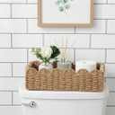 CubesLand Paper Rope Scalloped Edge Toilet Paper Storage Basket, Small Living Room, Bedroom Decor Baskets for Over Toilet Storage Shelf, End Table, Shelves and More, with 2 Wooden Handle, Neutral