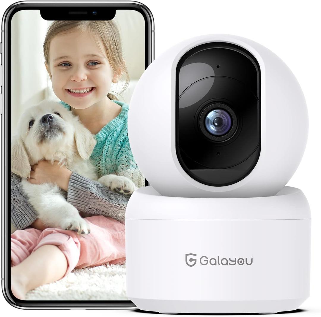 GALAYOU Indoor Security Camera 2K, Pet Camera, 360 Degree 2.4G WiFi Home Security Camera for Baby/ Elder/ Nanny with Night Vision, Siren, 24/ 7 SD Card Storage, Works with Alexa and Google Assistant G2