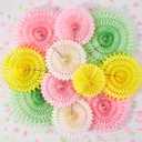 SUNBEAUTY 11Pcs Pastel Paper Fans Party Decorations for Wall, Yellow Pink Green Colorful Hanging Large Wall Fan Spring Summer for Birthday Party Bachelorette Anniversary Wedding Photo Booth Backdrop (Macarons Set - 11)