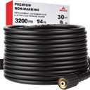 YAMATIC Kink Resistant Pressure Washer Hose 30FT 1/4" M22 Brass Fitting Power Washer Hose Replacement for Ryobi, Troy Bilt, Greenworks, CRAFTSMAN Most Brand Power Washer, 3200 PSI