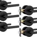 Goldenwarm Black Door Handles Interior Privacy Door Handles with Lock, Door Lever for Bathroom and Bedroom, Matte Black Door Handle Keyless Push Button Lock Door Lever(6 Pack)