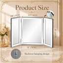 Trifold Vanity Mirror 21" W x 31" L, 3 Way Three Panel Folding Mirror 360 Viewing Angle Tabletop Wall Mounted for Makeup Braiding Hair Grooming Bedroom Bathroom Decor