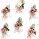 Ling's Moment Boutonniere for Men, 6pcs Groom Groomsmen Boutonniere, Artificial Flowers for Wedding Decor/Prom/Homecoming, etc.Dusty Rose Mauve