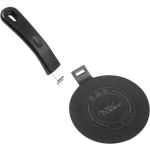 Stainless Steel Heat Diffuser for Electric Glass Gas Ceramic Cooktop, Induction Adapter Simmer Plate, Gas Stove Converter Disk with Removable Handle, Black 5.5-inch