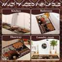 Bencailor 2 Pcs Rustic Cabin Bear Kitchen Rugs Farmhouse Kitchen Rugs Winter Wildlife Door Mats Brown Animal Deer Mat Non Slip Washable Woodland for Floor Indoor Home (17 X 30 in + 17 X 47 in) (Vivid Color)