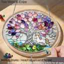 Sun Catcher with Tree of Life Design, 7.2 Inch Stained Glass Window Hanging, Colorful Suncatchers for Windows, Birthday Gifts for Women, Home & Garden Decor