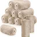 Tinideya 12 Pcs Flannel Fleece Throw Blanket Bulk 50 x 60 Inch Soft Fleece Blanket Warm Throw Blanket Coral Blankets for Couch Sofa Home Wedding Gifts Season (Khaki)