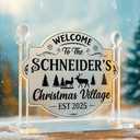 Personalized Christmas Village Sign 2025 with Family Name, Custom Acrylic Mini Standee Decoration, Holiday House Display Accessory, Festive Christmas Village Nameplate for Family Home Décor