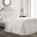 Lush Decor Ruffle Skirt Bedspread 3 Piece Set, California King, White - White Cal King Bedding - Ruffled Bedspread - Vintage Farmhouse Decor