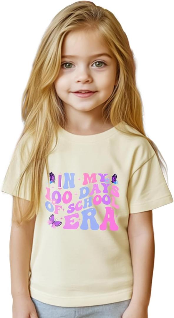 Habudda Toddler 100 Days of School Shirt Kids for Boys Girls 100th Day of School Costume T-Shirt Short Sleeve Tops Tee 2T-8Y