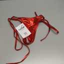 Kepblom Women's Thong Bikini Bottoms: String Tie Side Bathing Suit Bottoms (Red, S)
