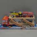 Melissa & Doug Emergency Vehicle Carrier Wooden Truck with 4 Rescue Vehicles