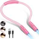 LUXJET 80 Hours Neck Light, Rechargeable Book Light for Reading with 3 Color Modes, Hands-Free Lamp for Camping, Crafts, Travel, Ideal Gift for White Elephant Stocking Stuffer (Three Color Temperature (6000K-4000K-3000K), Pink)