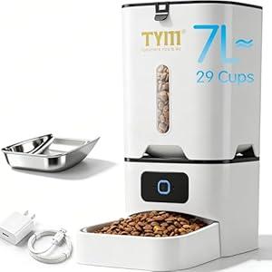 TYM Automatic Cat Feeder, 7L Timed Cat Dry Food Dispenser APP Control Programmable Portion Size Auto Feeder for Cats and Dogs