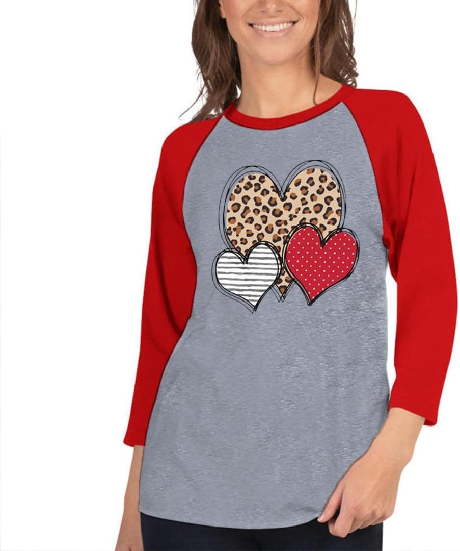Valentines Day Shirts for Women Love Heart Womens Valentines Tops Clothing (Gray, XL)