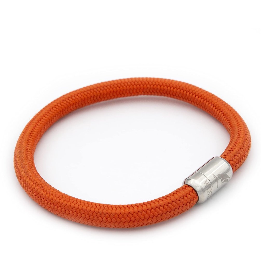 WIND PASSION - Paracord Bracelet for Men & Women | Nautical Bracelet Inspired by Sailor Sea Apparel | Handmade with Braided Rope and Magnetic Clasp | For Men and Women looking for a Sports, Athletic or Surf Style | Waterproof Resistant | Orange Brace
