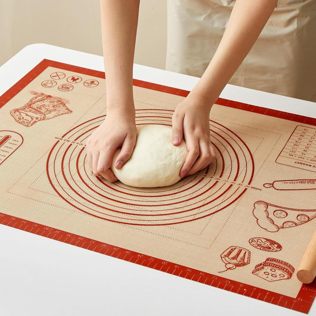 Silicone Baking Pastry Dough Mat - 28x20Inch Extra Large Cookie Bread Rolling Mats Sheet, Nonstick Kitchen Counter Kneading Board, Thick Reusable Pie Cookies Pizza Fondant Making Matt with Measurement