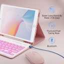 for iPad mini 5 (2019) & Mini 4 (2015) Case with Keyboard for iPad mini 5th 4th Generation 7.9" - 7 Colors Backlit Keyboard Case - Built in Pencil Holder with Mouse - Pink