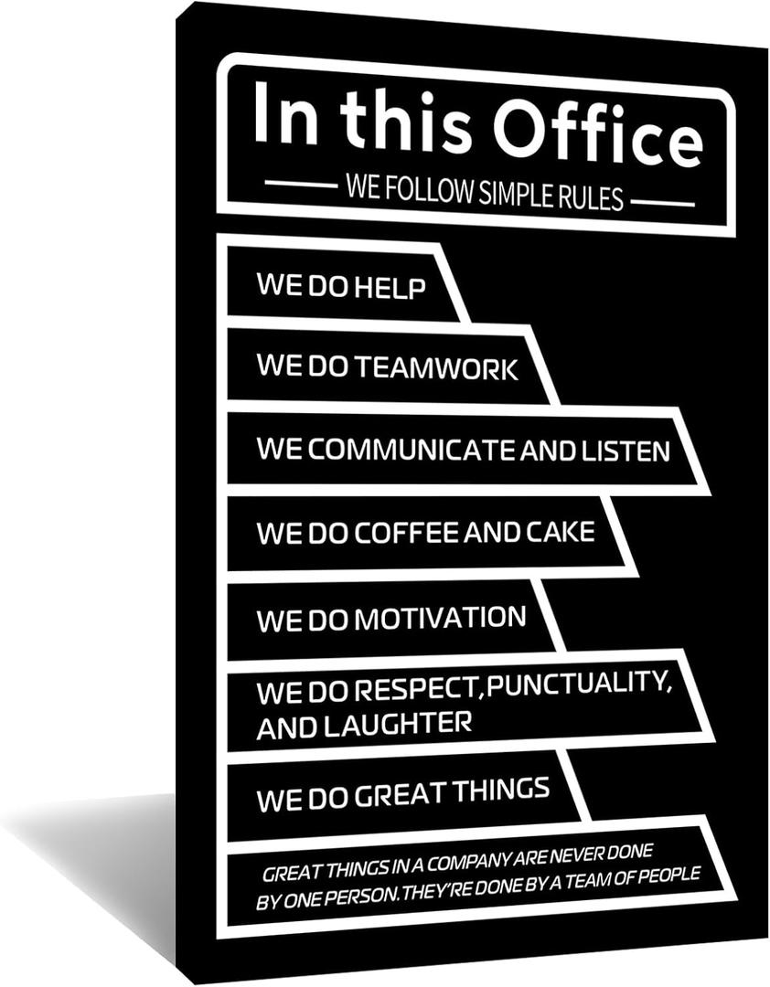 Motivational Teamwork Wall Art In This Office We Do Teamwork Canvas Print Inspirational Entrepreneur Quotes Painting Poster for Modern Home Office Decoration Artwork Ready to Hang [24''Wx36''H]
