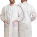30 Pack Disposable Lab Coats - White Lab Coat with Pockets, Knee Length, Lab Coat Women and Men | Perfect For Use in Hospitals, Pharmacies, Labs, Clinics, Painting, at Home | Small