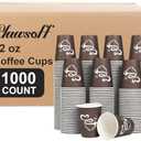 Clawsoff 1000 Count 12 oz Paper Coffee Cups, Disposable Drinking Cups for Hot or Cold Beverage, 12 ounce Brown Coffee Cups for Party, Business, Travel, Picnic